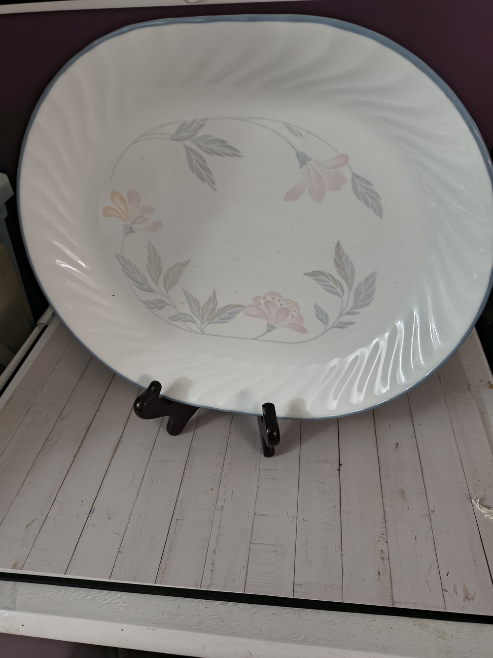 Corelle Pink Trio Pattern Oval Serving Platter 12"